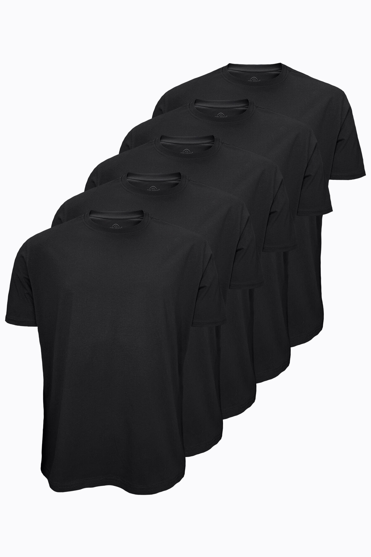 Malabadi 5 li Paket Siyah Erkek Tişört Loose Fit / %100 Pamuk Bol Rahat Kesim 5M6040 - Malabadi