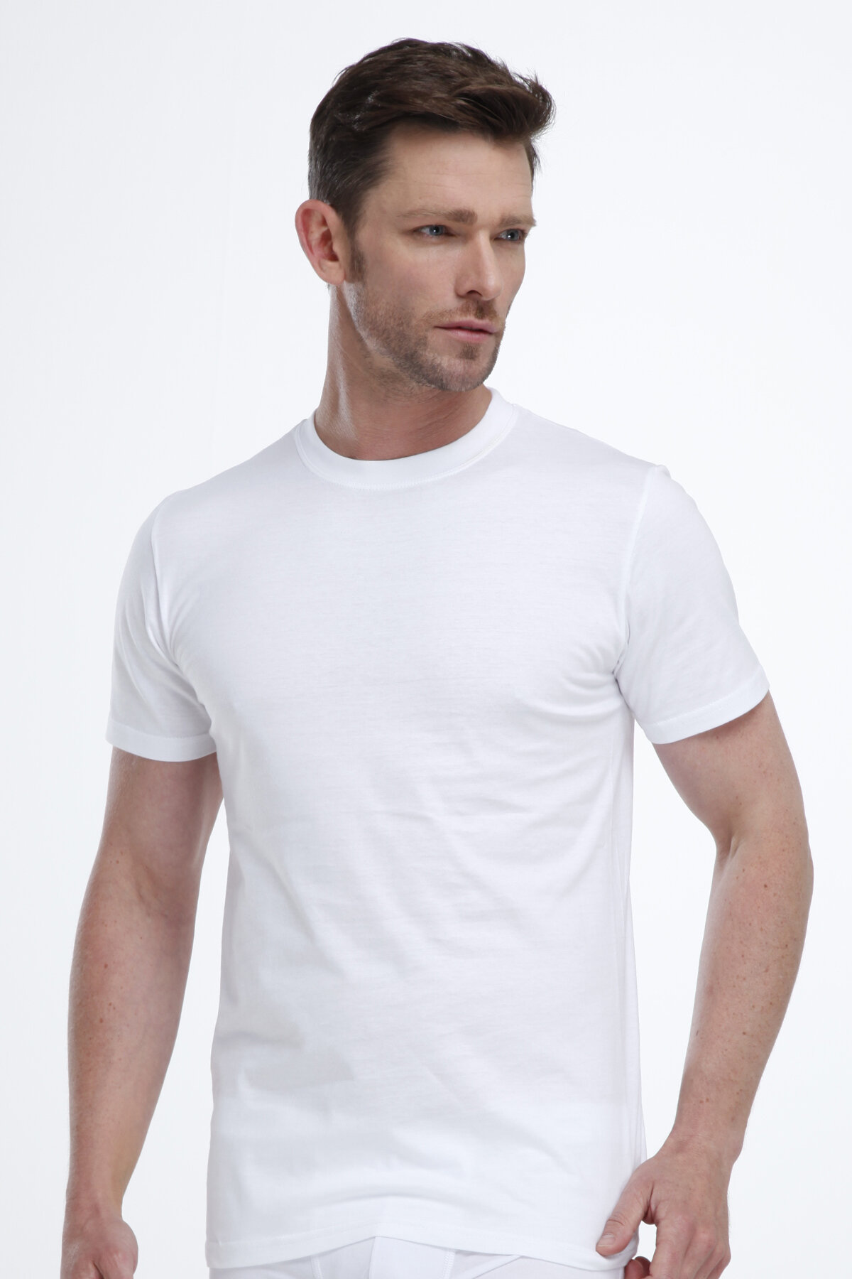 Malabadi Beyaz Erkek Sıfır Yaka Kısa Kol Süprem Fanila Cotton 004 - 1