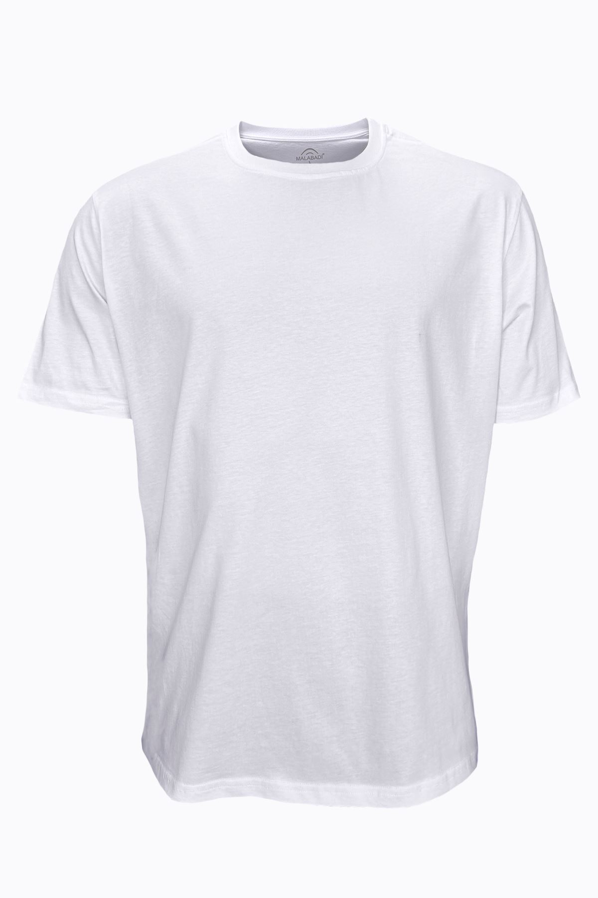 Malabadi Beyaz Erkek Tişört Loose Fit / %100 Pamuk Bol Rahat Kesim 6040 