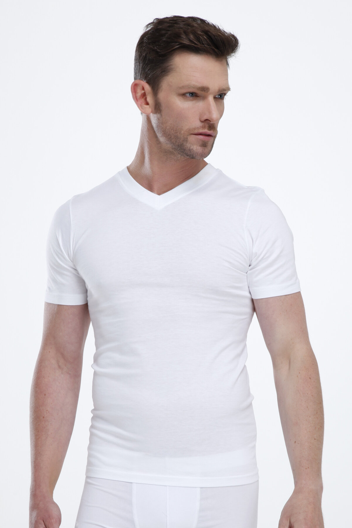 Malabadi Beyaz Erkek V Yaka Kısa Kol Süprem Fanila Cotton 005 - Malabadi