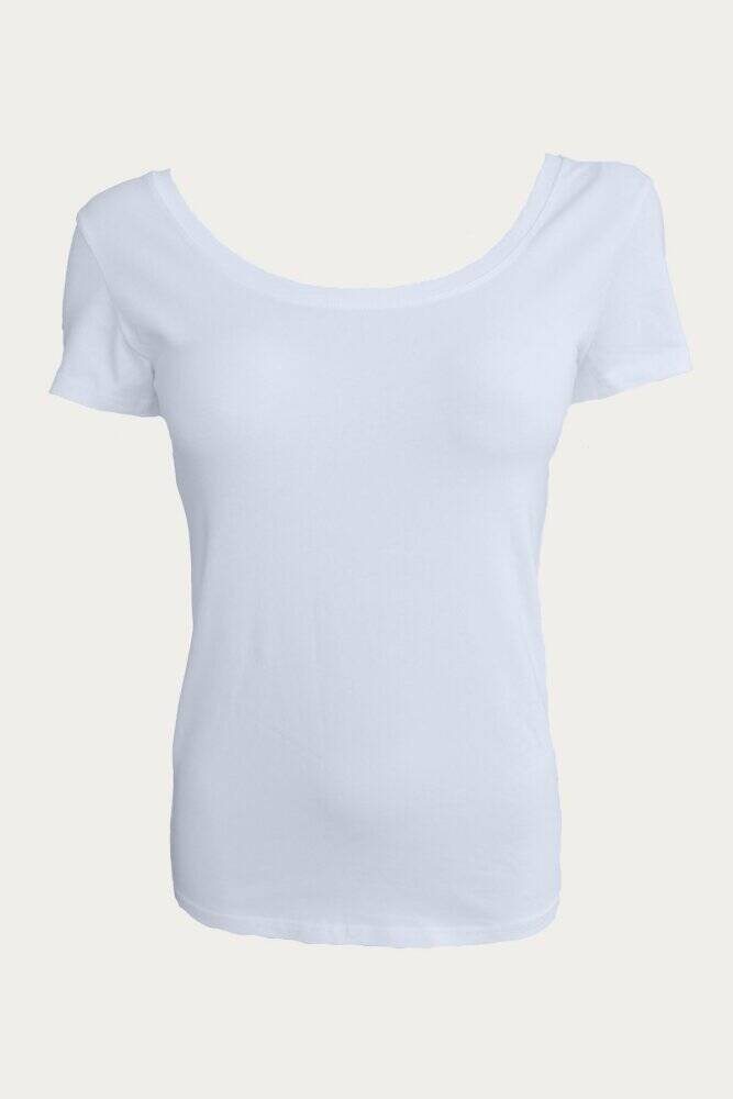 Malabadi Beyaz Kadın Açık Yaka Açık Sırt Kısa Kol Modal Body 1408 - 1