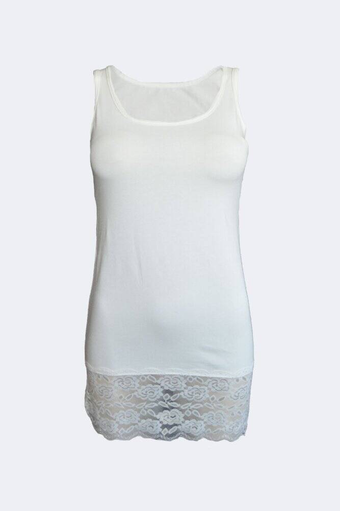 Malabadi Ekru Kadın Uzun Modal Dantelli Atlet 1019 - 1