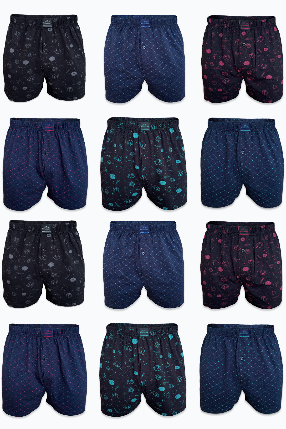 Malabadi Erkek 12 li Premium Collection Desenli Geniş Kalıp Modal Boxer 12M254 - 1