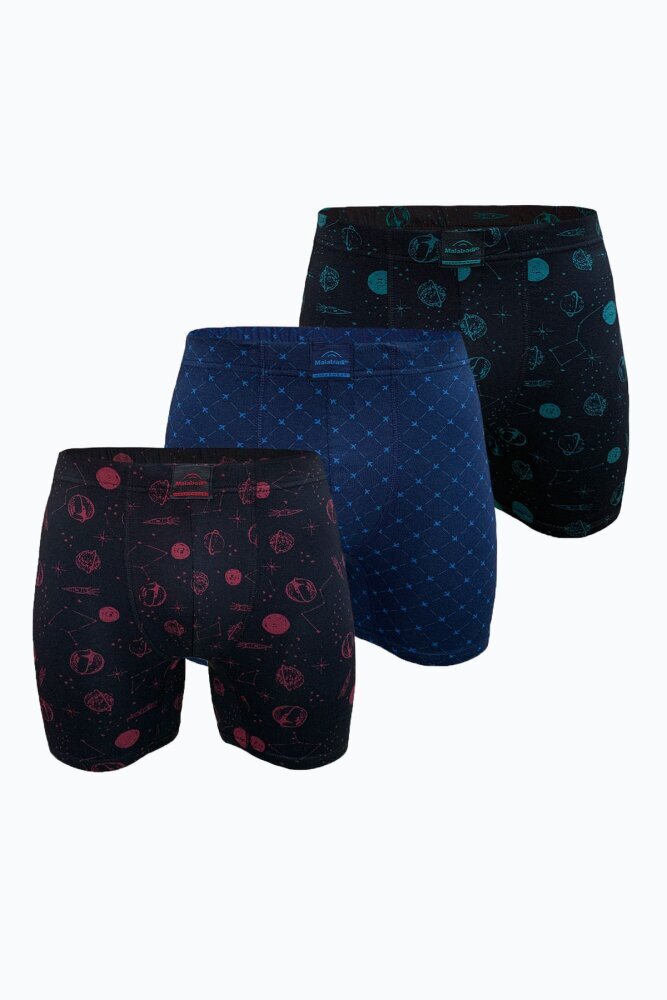 Malabadi Erkek 3 lü Desenli Set 1 Premium Collection Modal Uzun Boxer 3M250 
