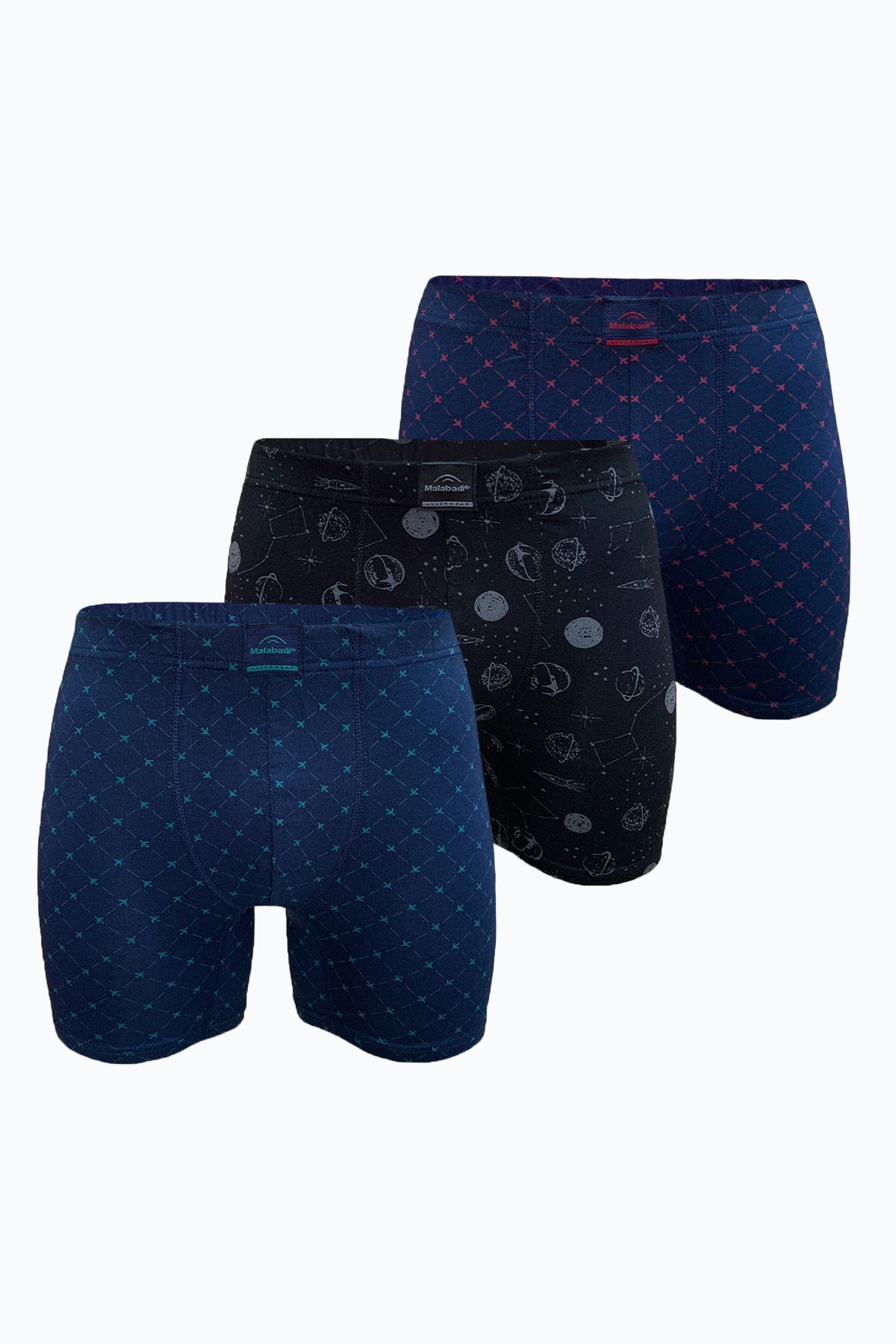 Malabadi Erkek 3 lü Desenli Set 2 Premium Collection Modal Uzun Boxer 3M250 - 1
