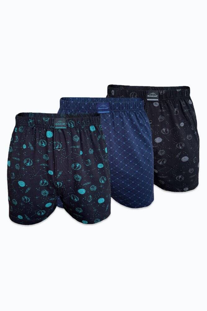 Malabadi Erkek 3 lü Set-1 Premium Collection Desenli Geniş Kalıp Modal Boxer 3M254 - 1