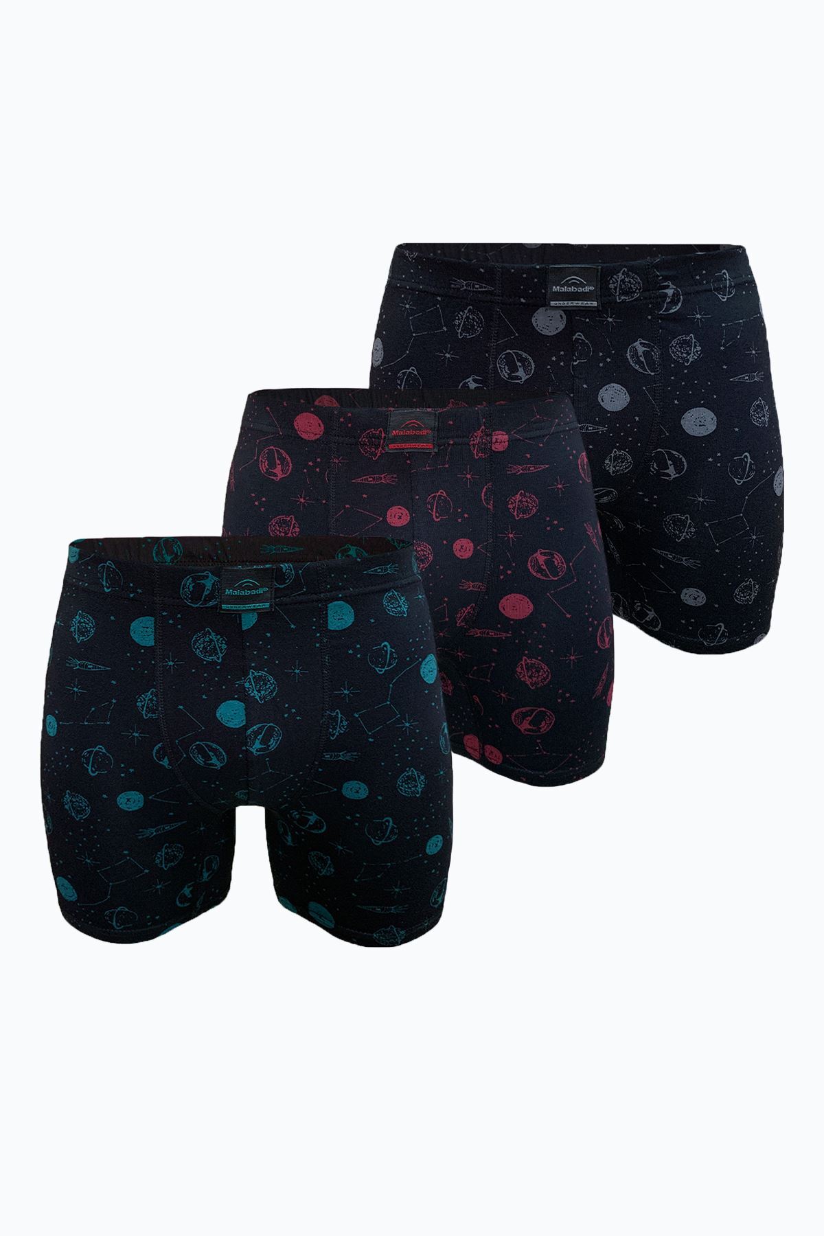 Malabadi Erkek 3 lü Siyah Desenli Premium Collection Modal Uzun Boxer 3M250 - 1