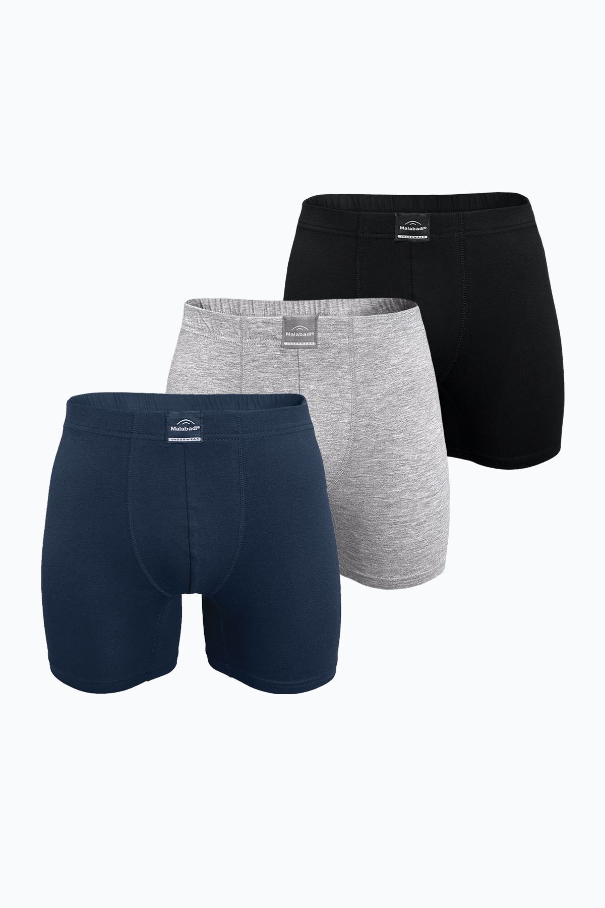 Malabadi Erkek 3 lü Siyah Gri Füme Premium Collection Modal Uzun Boxer 3M250 - 1