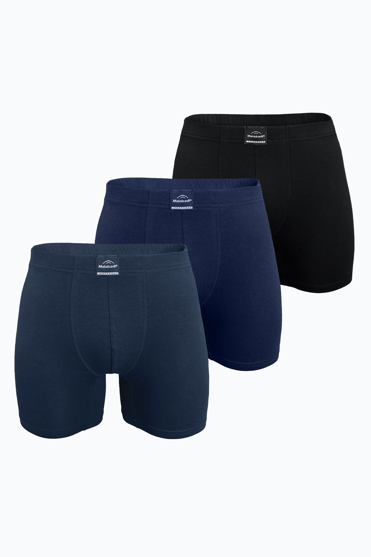 Malabadi Erkek 3 lü Siyah Lacivert Füme Premium Collection Modal Uzun Boxer 3M250 