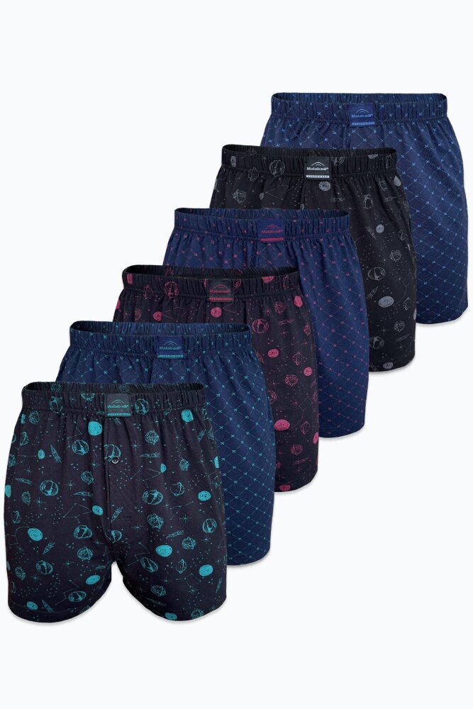 Malabadi Erkek 6 lı Set-1 Premium Collection Desenli Geniş Kalıp Büyük Beden Modal Boxer 6M90254 - Malabadi