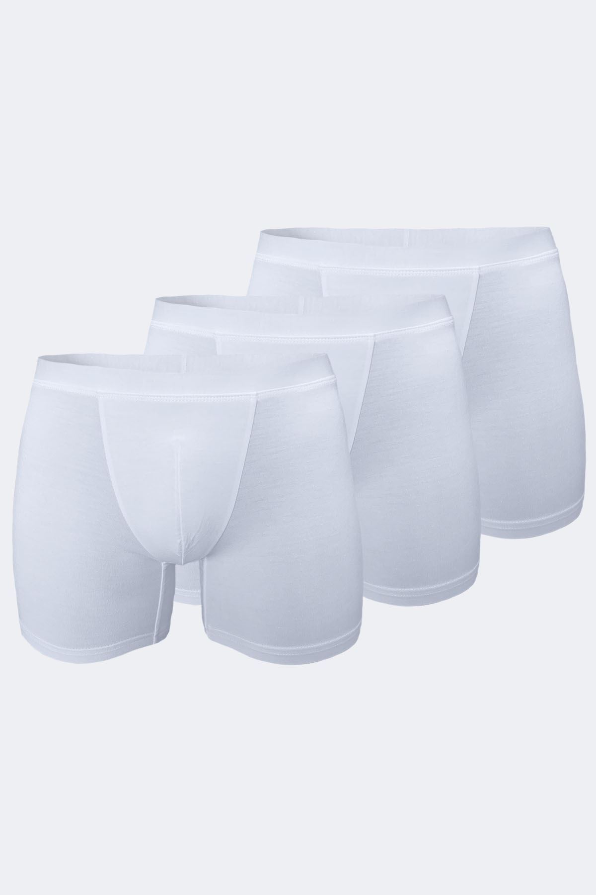Malabadi Erkek Beyaz 3 lü Paket Micro Modal Boxer 909 - 1