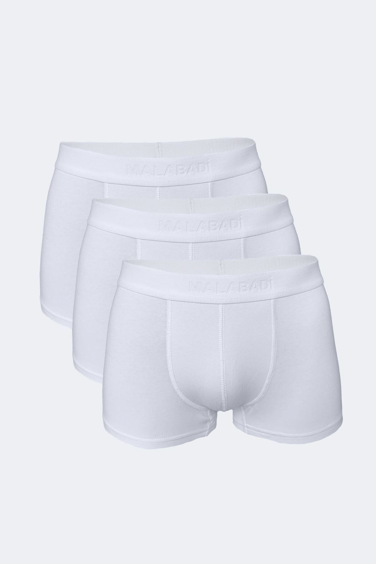 Malabadi Erkek Beyaz 3 lü Paket Modal Kısa Boxer 011 