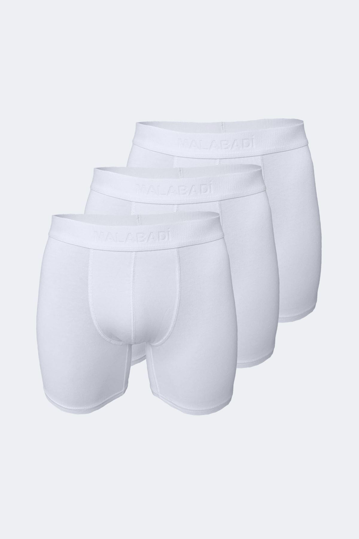 Malabadi Erkek Beyaz 3 lü Paket Modal Uzun Boxer 010 