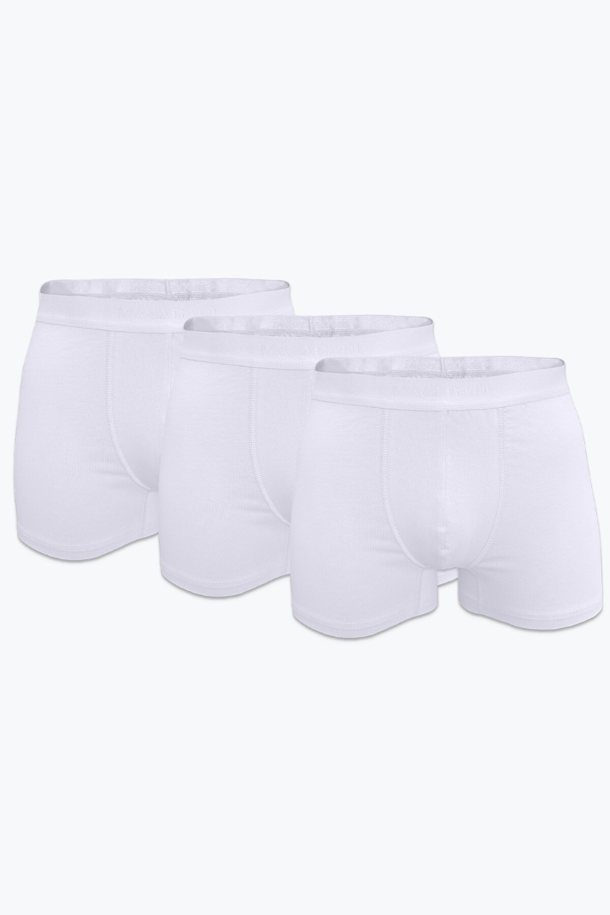 Malabadi Erkek Beyaz 3 Lü Pamuk Elastan Boxer 3M075 - 1