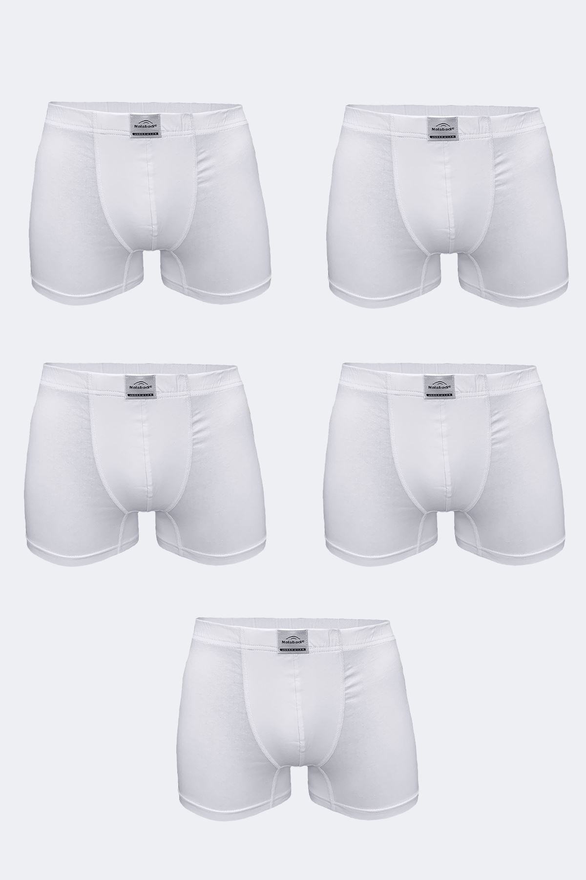 Malabadi Erkek Beyaz 5 Li Pamuk Elastan Boxer 5M074 