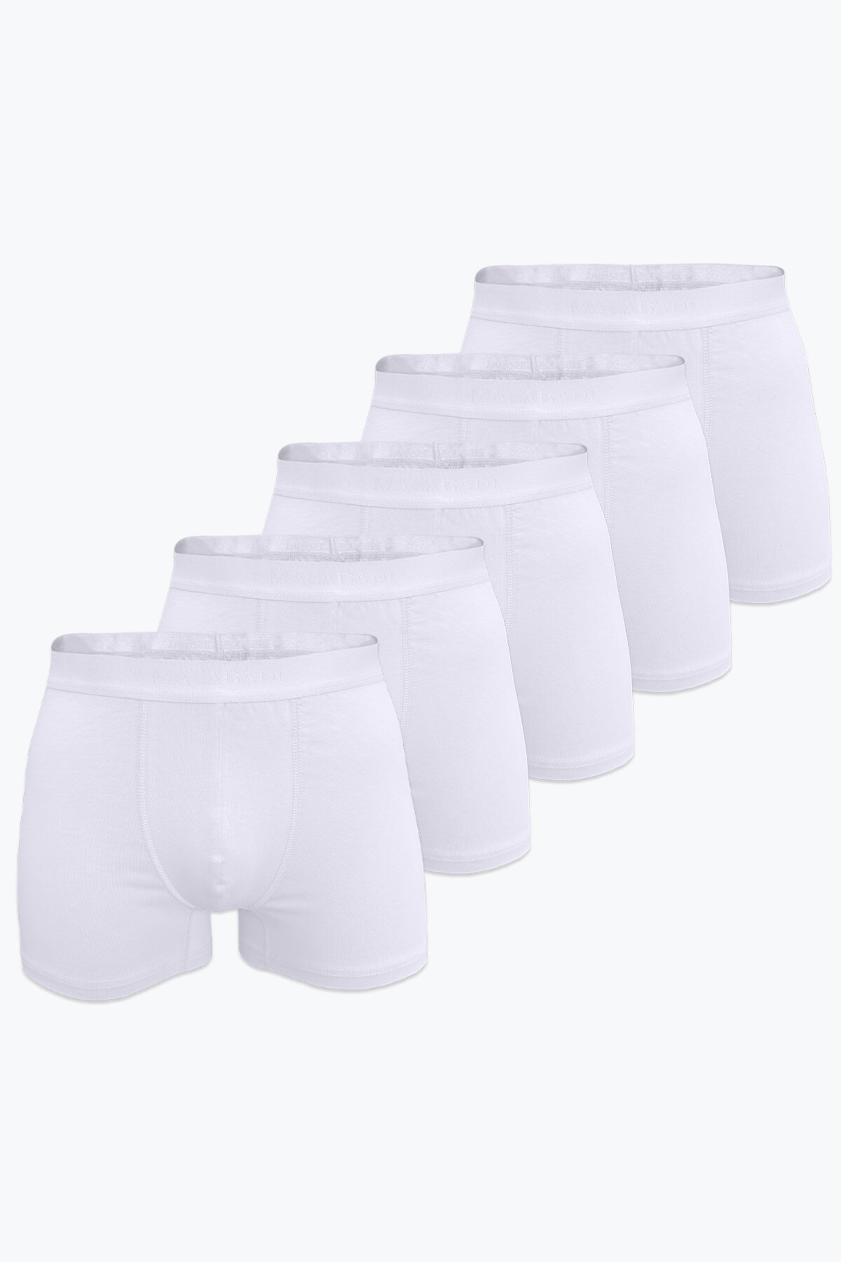 Malabadi Erkek Beyaz 5 Li Pamuk Elastan Boxer 5M075 - 1