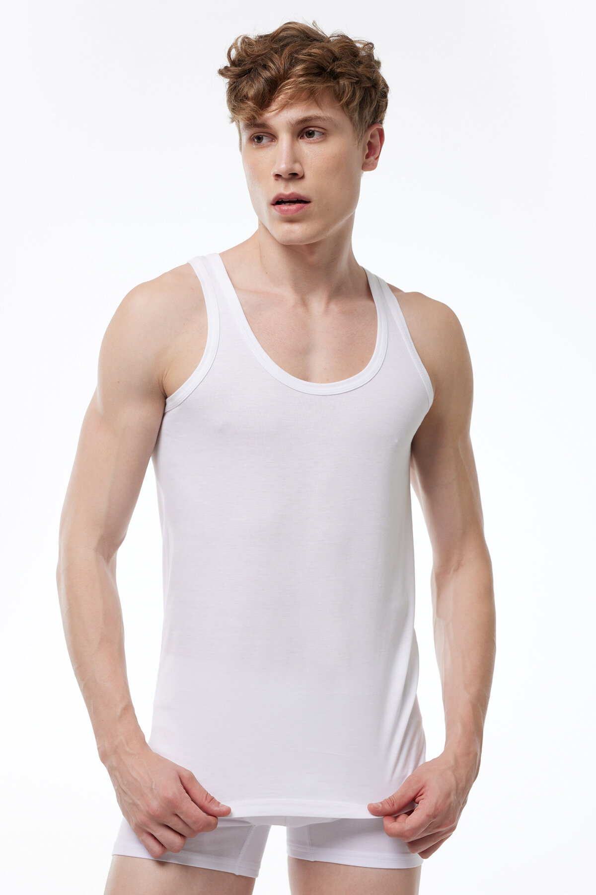 Malabadi Erkek Beyaz 2'li Paket %100 Pamuk Penye Atlet 002-E - 2