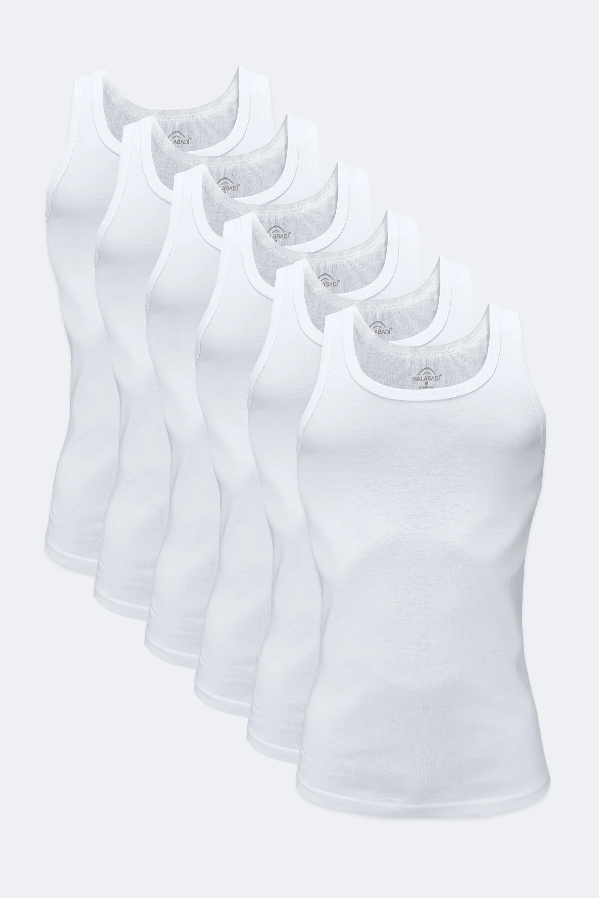 Malabadi Erkek Beyaz 6 Lı Paket %100 Pamuk Ribana Atlet 034-E - Malabadi