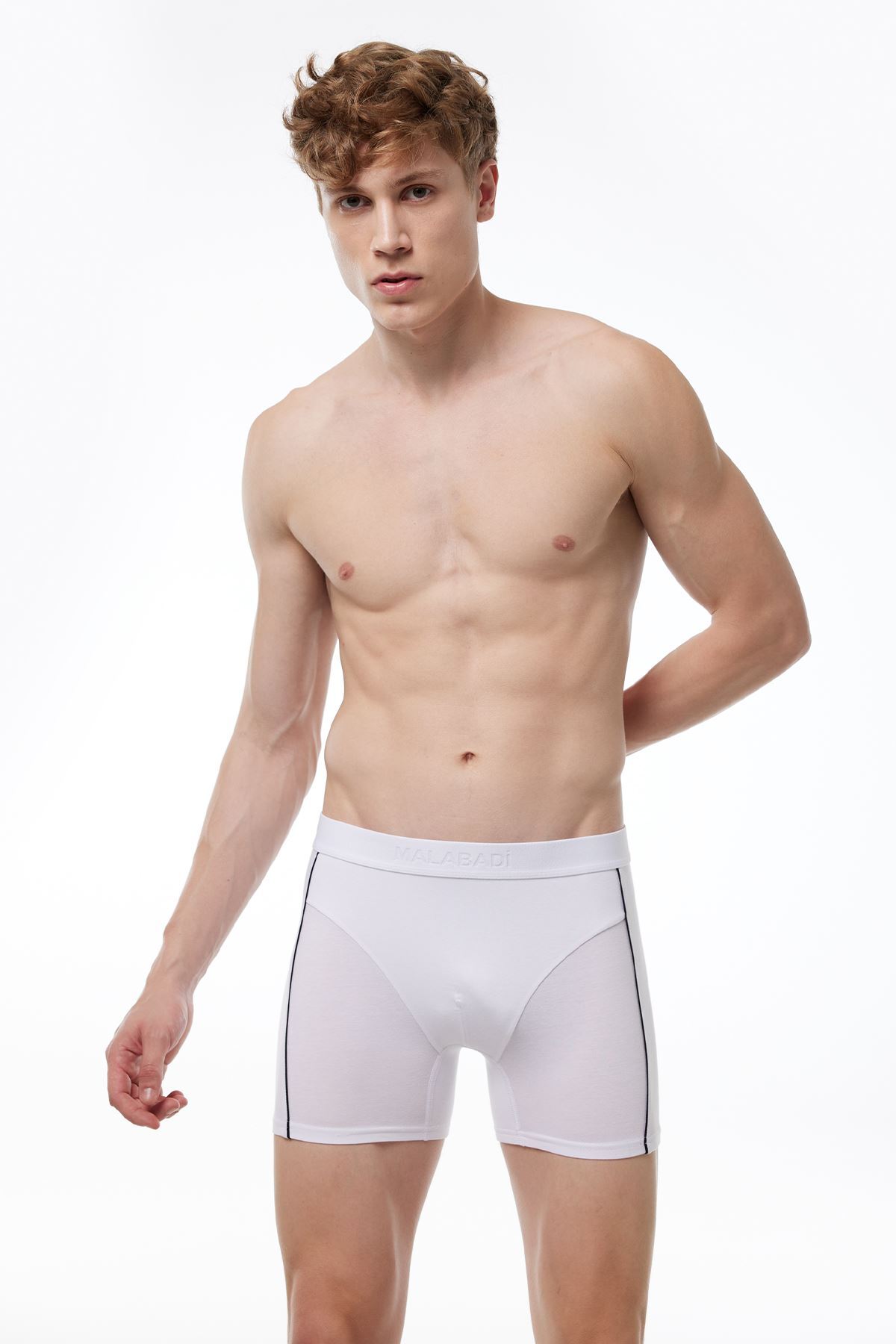 Malabadi Erkek Beyaz Biyeli Modal Boxer 017 