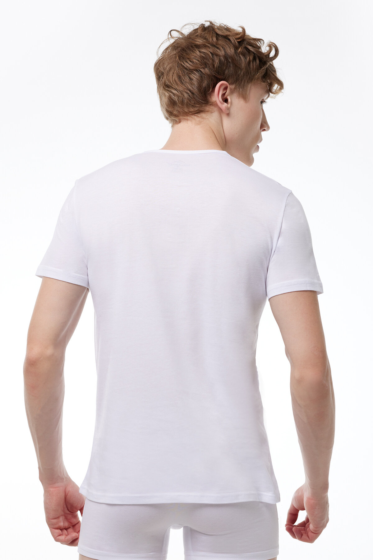Malabadi Erkek Beyaz Düğmeli Yaka İnce Modal Yaz Serinliği T-Shirt 083 - 4