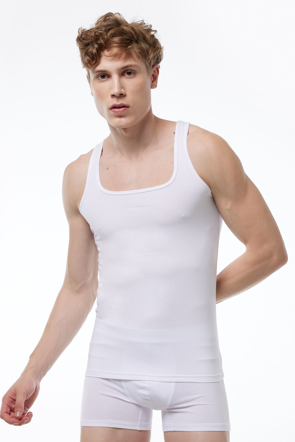 Malabadi Erkek Beyaz Kare Yaka Modal Atlet 026 - 1