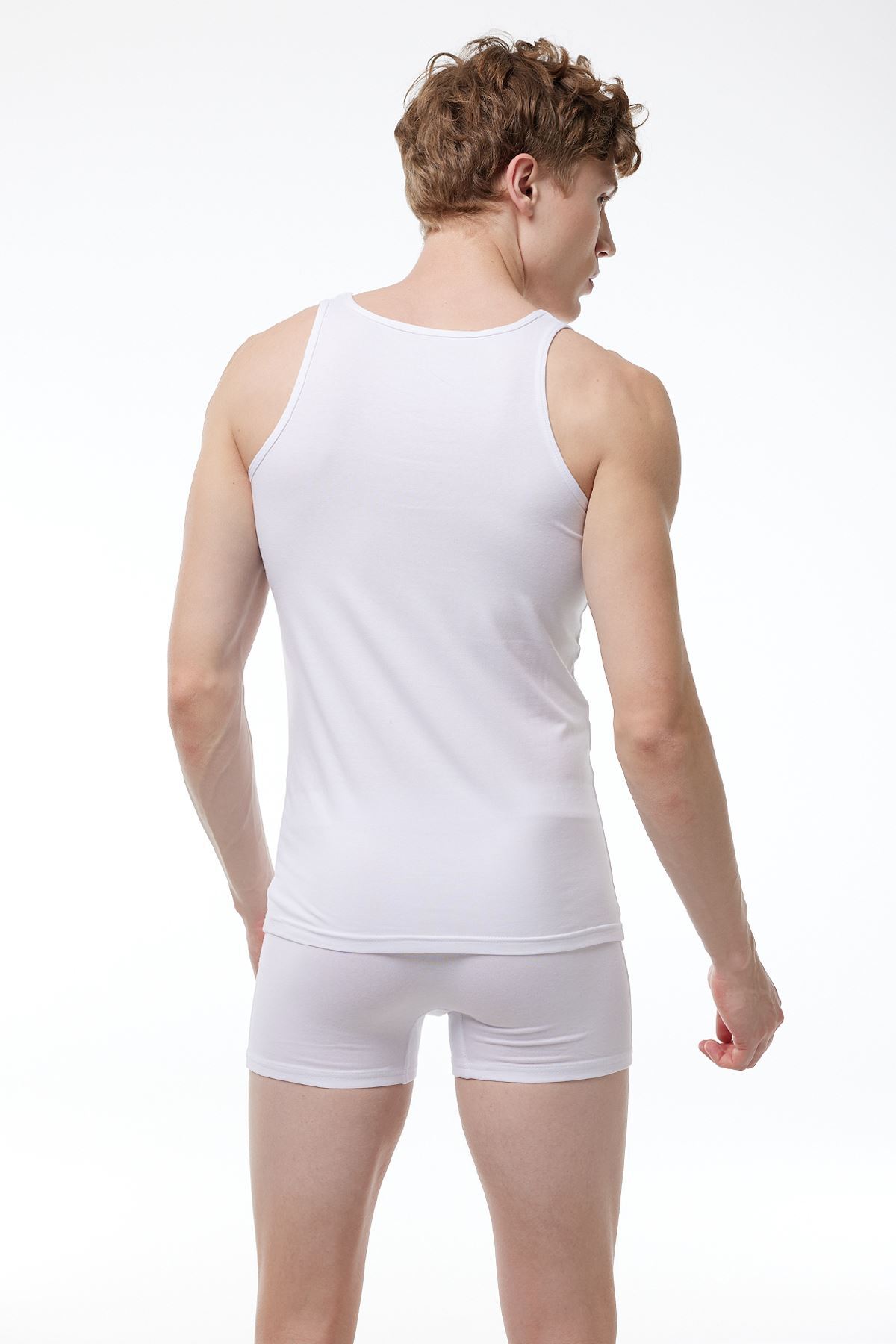 Malabadi Erkek Beyaz Kare Yaka Modal Atlet 026 - 3