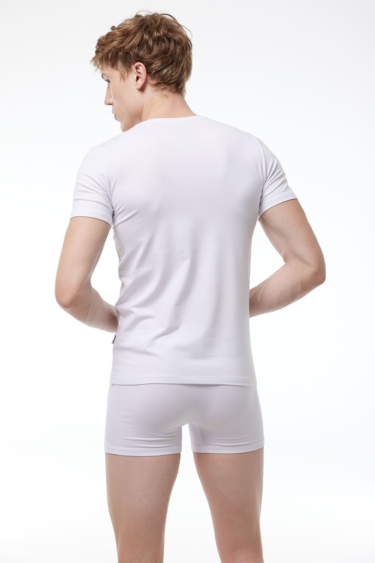 Malabadi Erkek Beyaz V Yaka Kısa Kollu Modal T-shirt Body 032 - 2