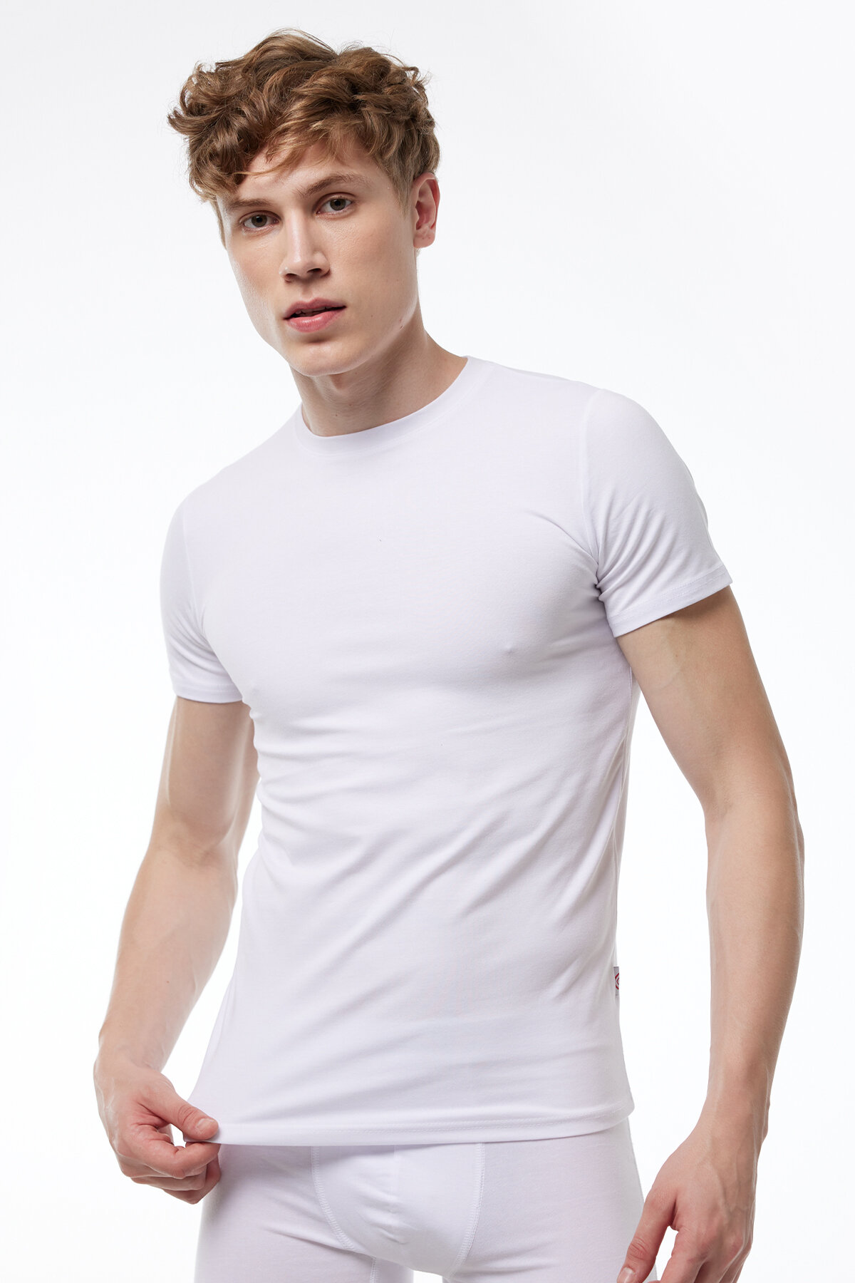 Malabadi Erkek Beyaz Yuvarlak Yaka Kısa Kollu Modal T-shirt Body 030 - Malabadi