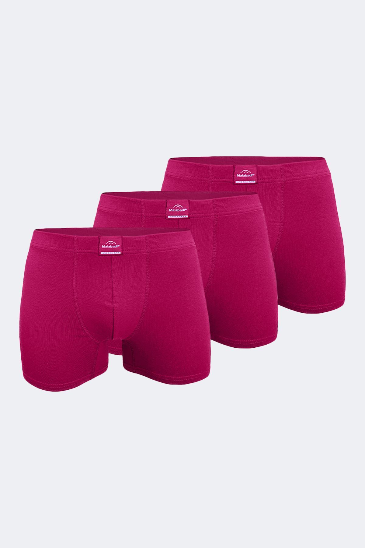 Malabadi Erkek Bordo 3 Lü Pamuk Elastan Boxer 3M074 - 1
