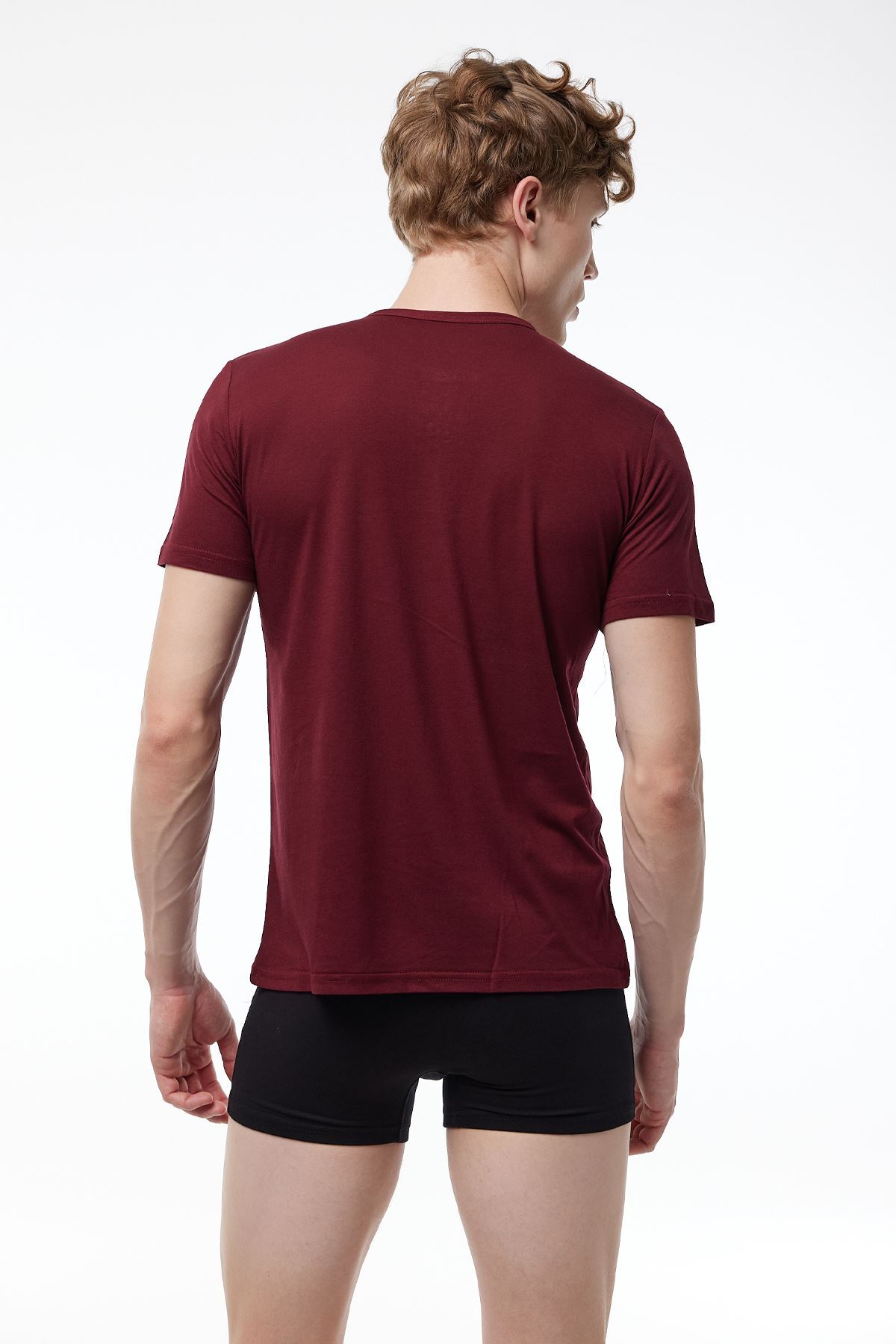 Malabadi Erkek Bordo Düğmeli Yaka İnce Modal Yaz Serinliği T-Shirt 083 - 2
