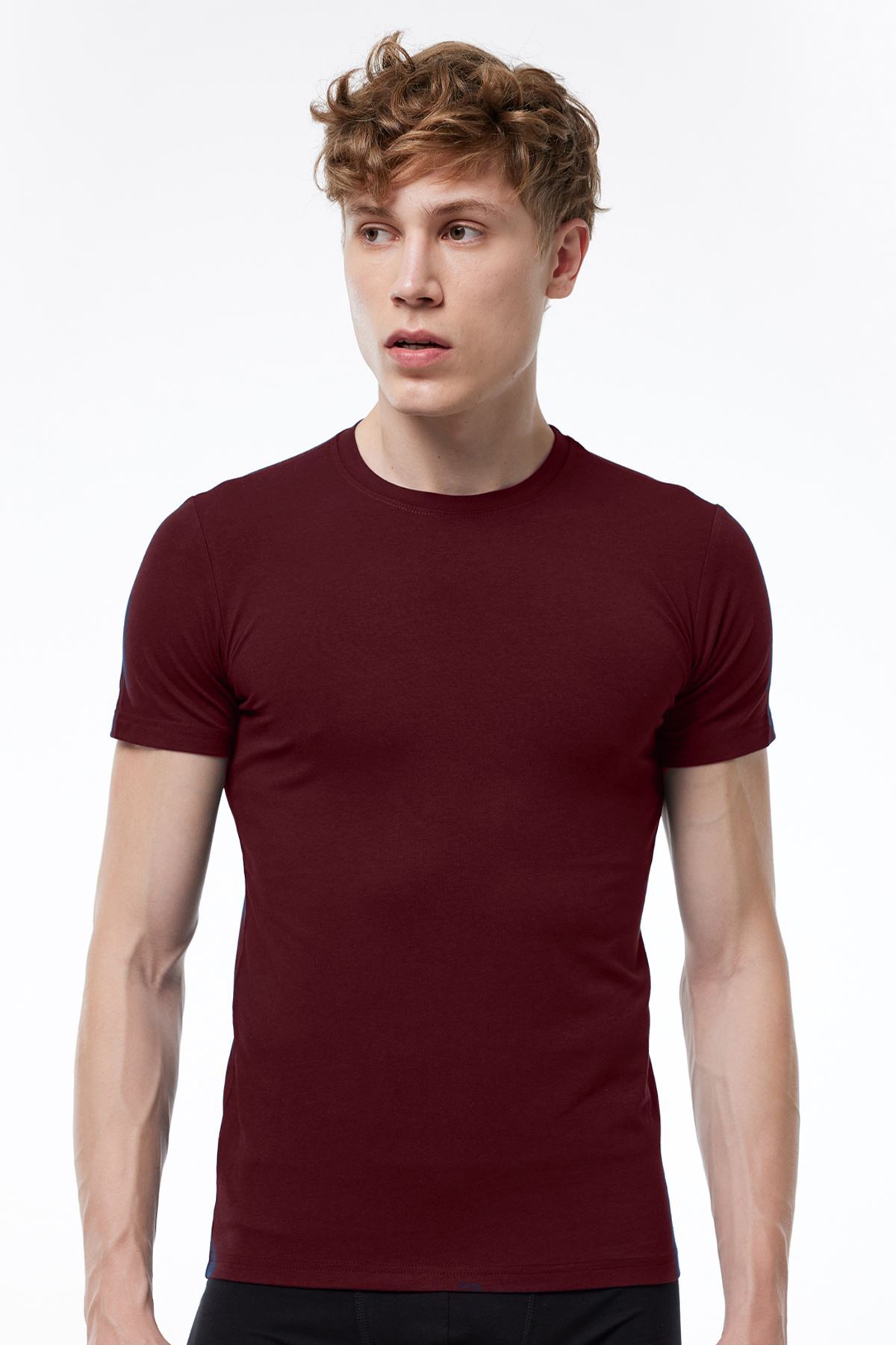 Malabadi Erkek Bordo Yuvarlak Yaka Kısa Kollu Modal T-shirt Body 030 