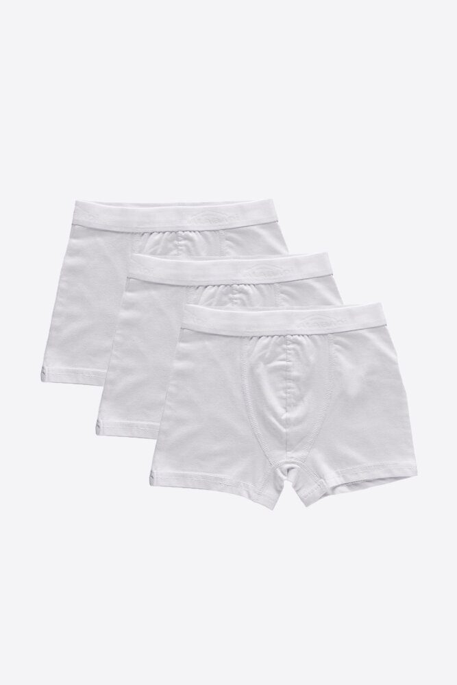 Malabadi Erkek Çocuk Beyaz 3 Lü Pamuk Elastan Boxer 3M208 - Malabadi