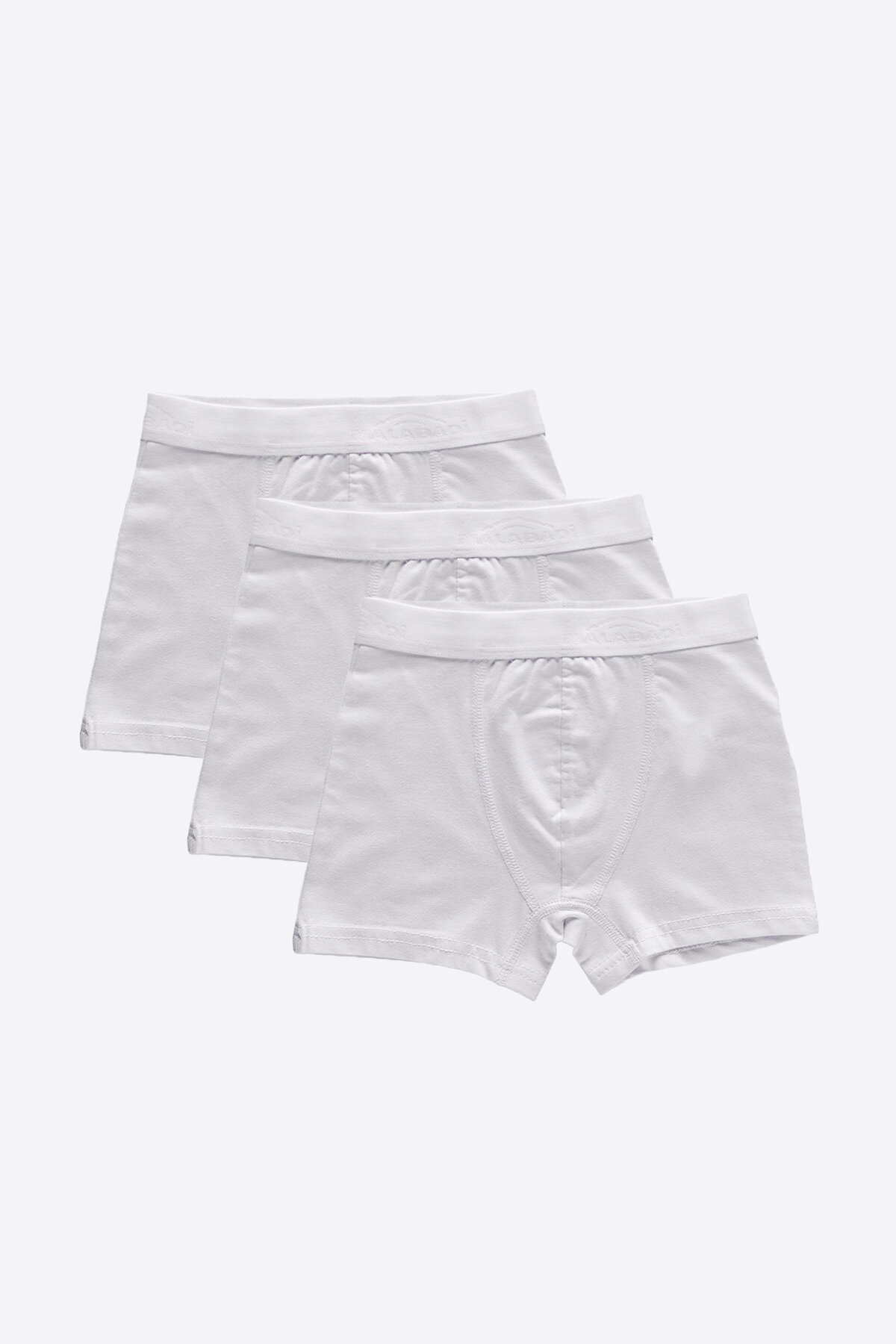 Malabadi Erkek Çocuk Beyaz 3 Lü Pamuk Elastan Boxer 3M208 - 1