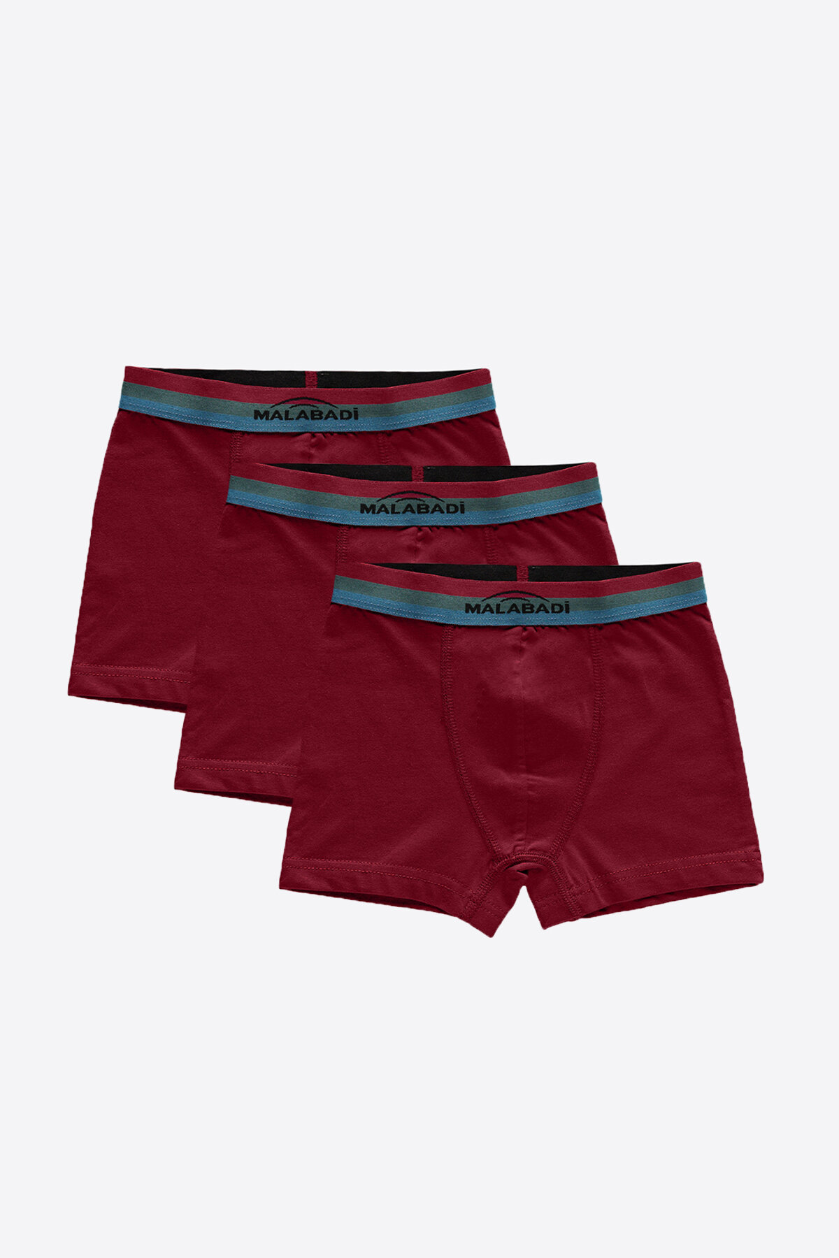 Malabadi Erkek Çocuk Bordo 3 Lü Pamuk Elastan Boxer 3M208 - 1