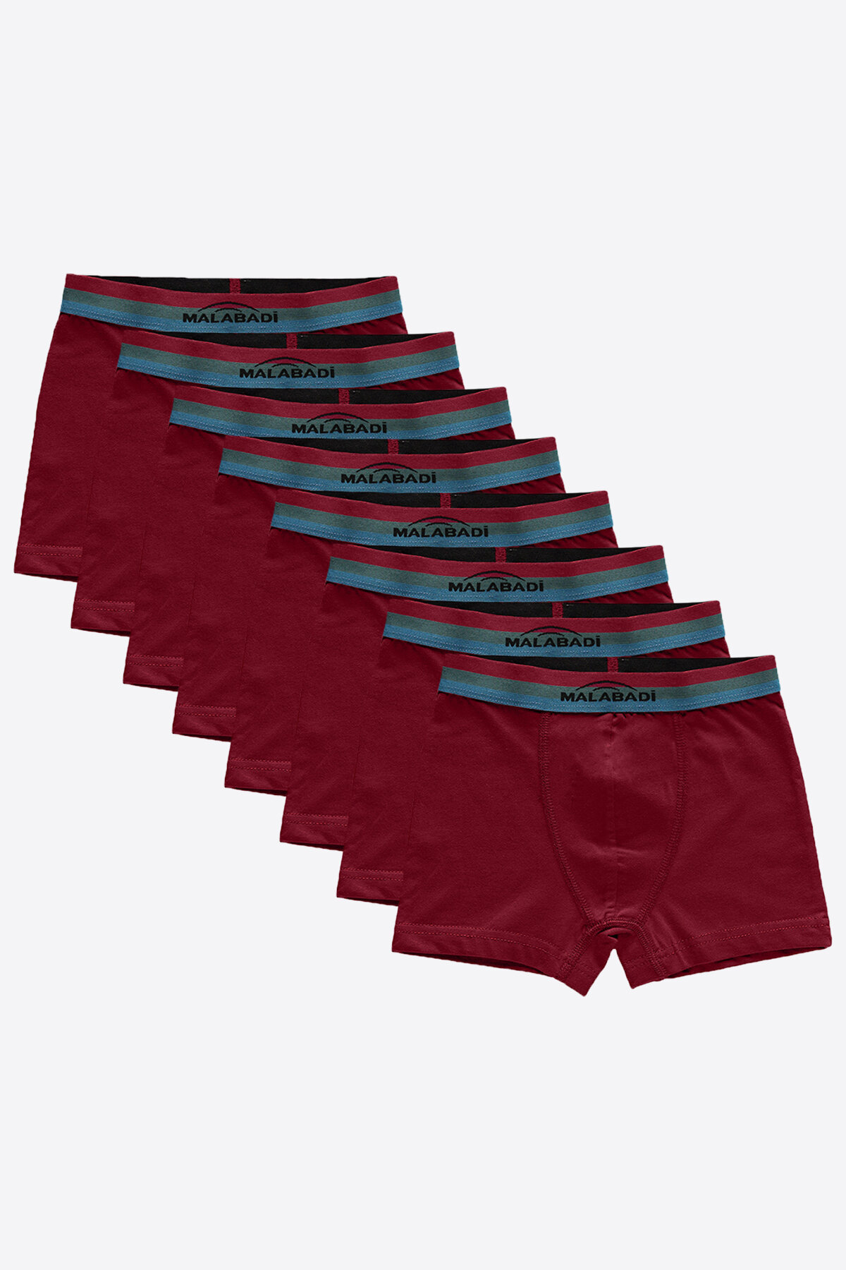 Malabadi Erkek Çocuk Bordo 8 Li Pamuk Elastan Boxer 8M208 - 1