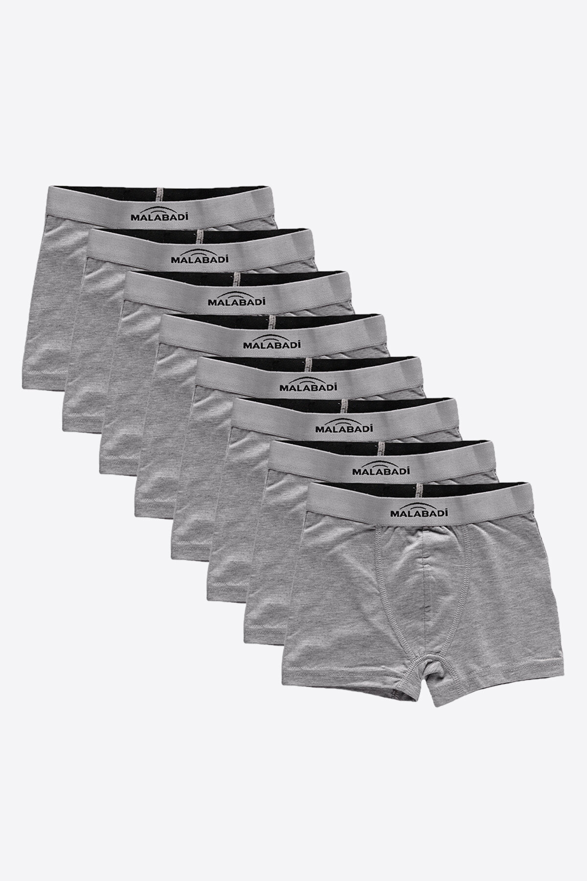 Malabadi Erkek Çocuk Gri 8 li Pamuk Elastan Boxer 8M208 - 1