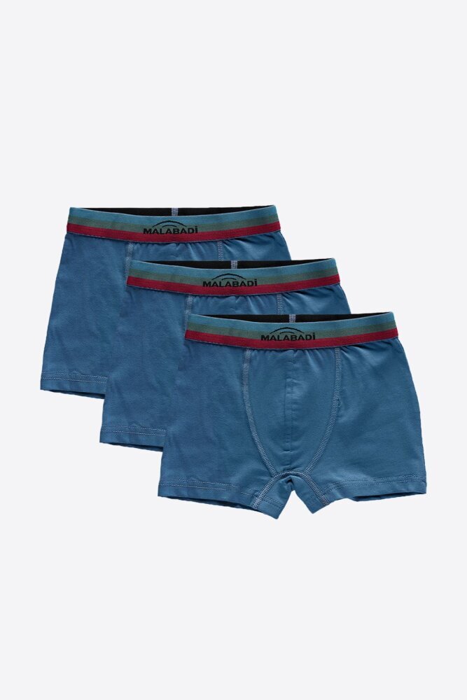 Malabadi Erkek Çocuk Mavi 3 Lü Pamuk Elastan Boxer 3M208 