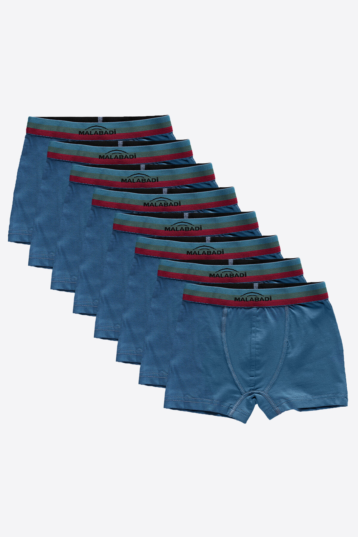 Malabadi Erkek Çocuk Mavi 8 Li Pamuk Elastan Boxer 8M208 - 1