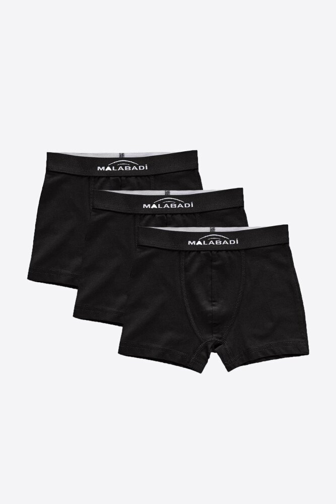 Malabadi Erkek Çocuk Siyah 3 Lü Pamuk Elastan Boxer 3M208 