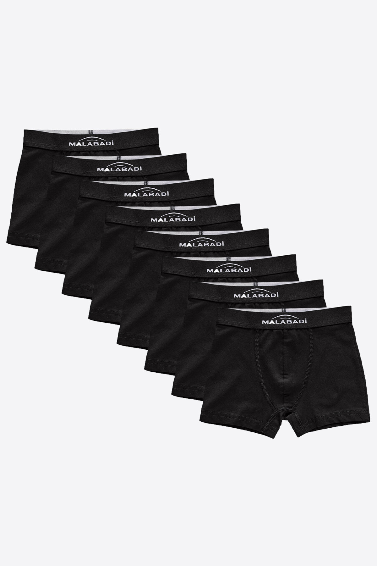 Malabadi Erkek Çocuk Siyah 8 Li Pamuk Elastan Boxer 8M208 - 1