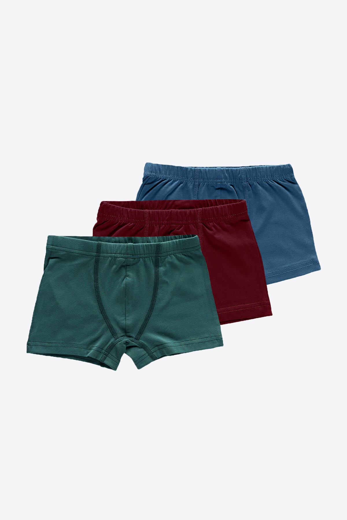 Malabadi Erkek Çocuk Mavi Bordo Yeşil 3'lü Pamuk Elastan Boxer 3M209 - 1