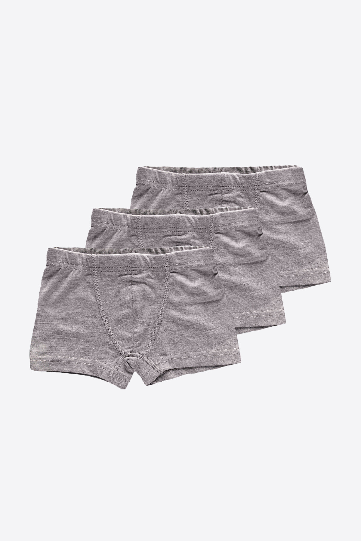 Malabadi Erkek Çocuk Gri 3'lü Pamuk Elastan Boxer 3M209 - 1