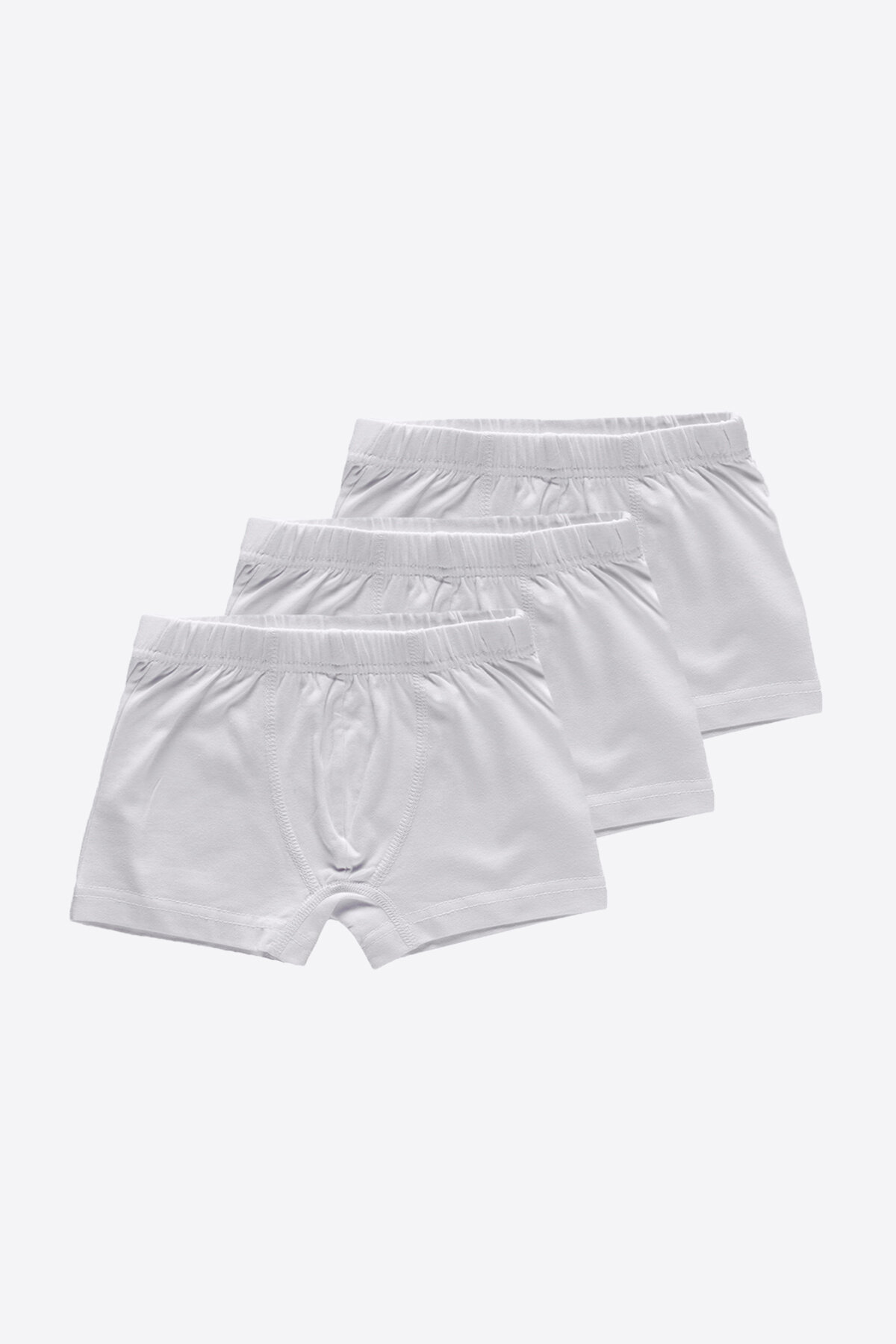 Malabadi Erkek Çocuk Beyaz 3'lü Pamuk Elastan Boxer 3M209 - 1