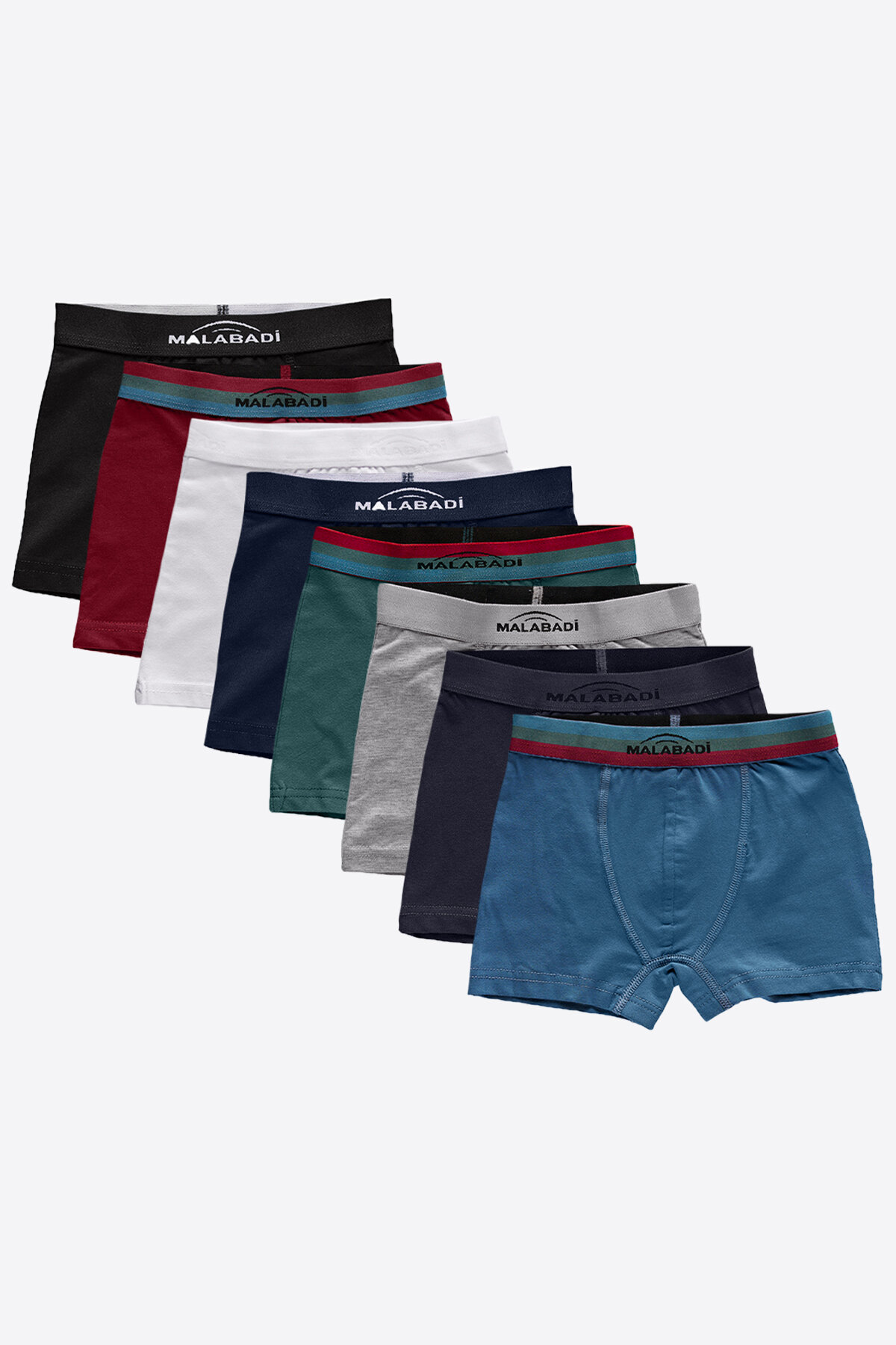 Malabadi Erkek Çocuk Renkli 8'li Pamuk Elastan Boxer 8M208 - 1