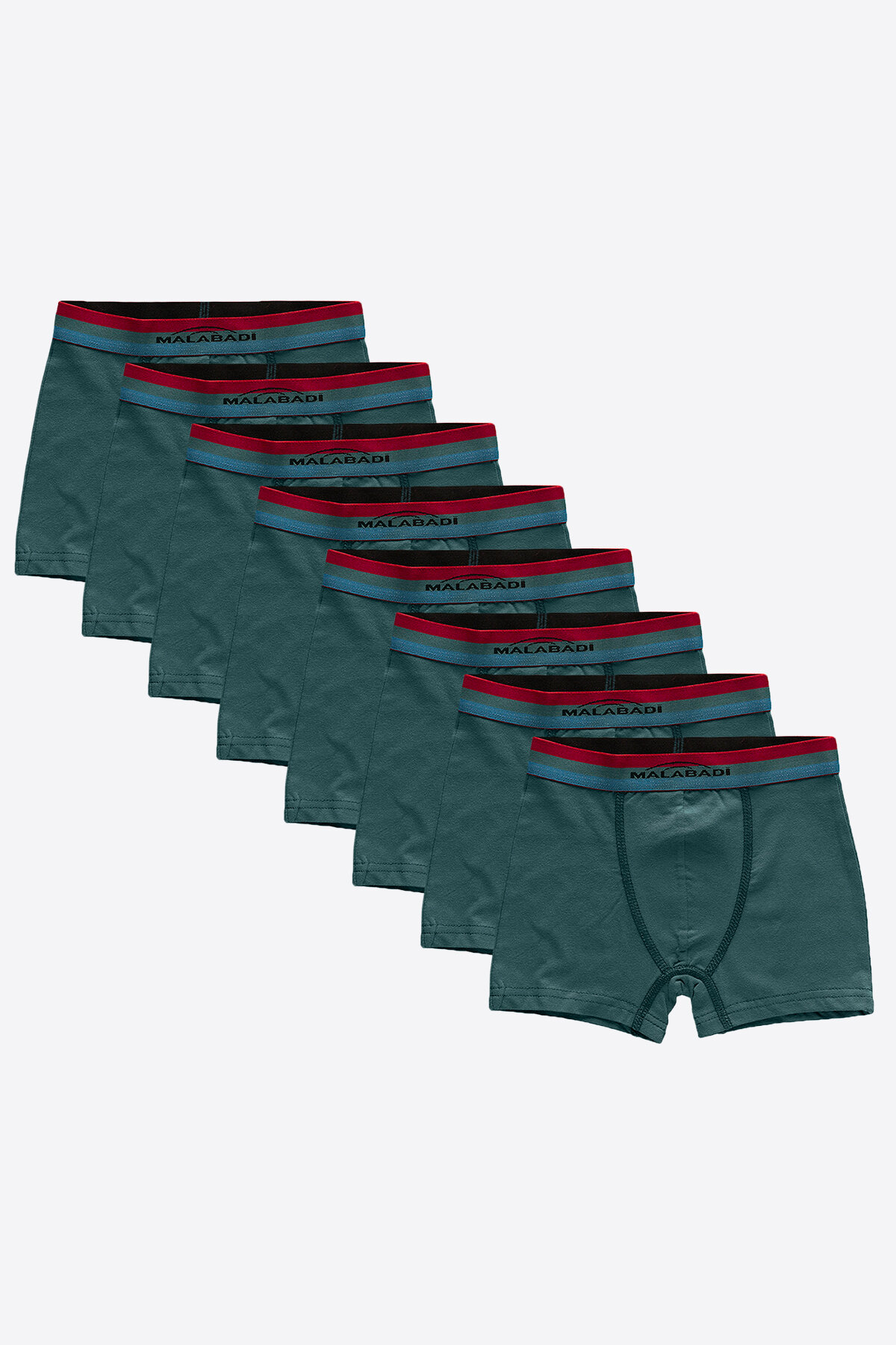 Malabadi Erkek Çocuk Yeşil 8 Li Pamuk Elastan Boxer 8M208 - 1