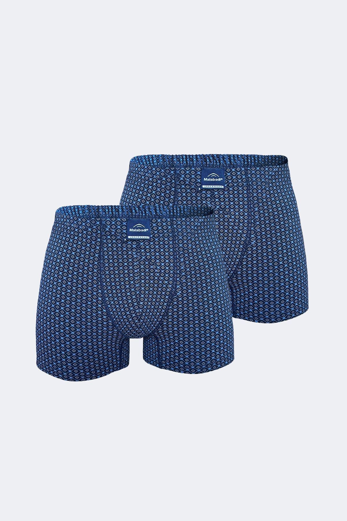 Malabadi Erkek Desenli 2 li Pamuk Elastan Boxer 074 