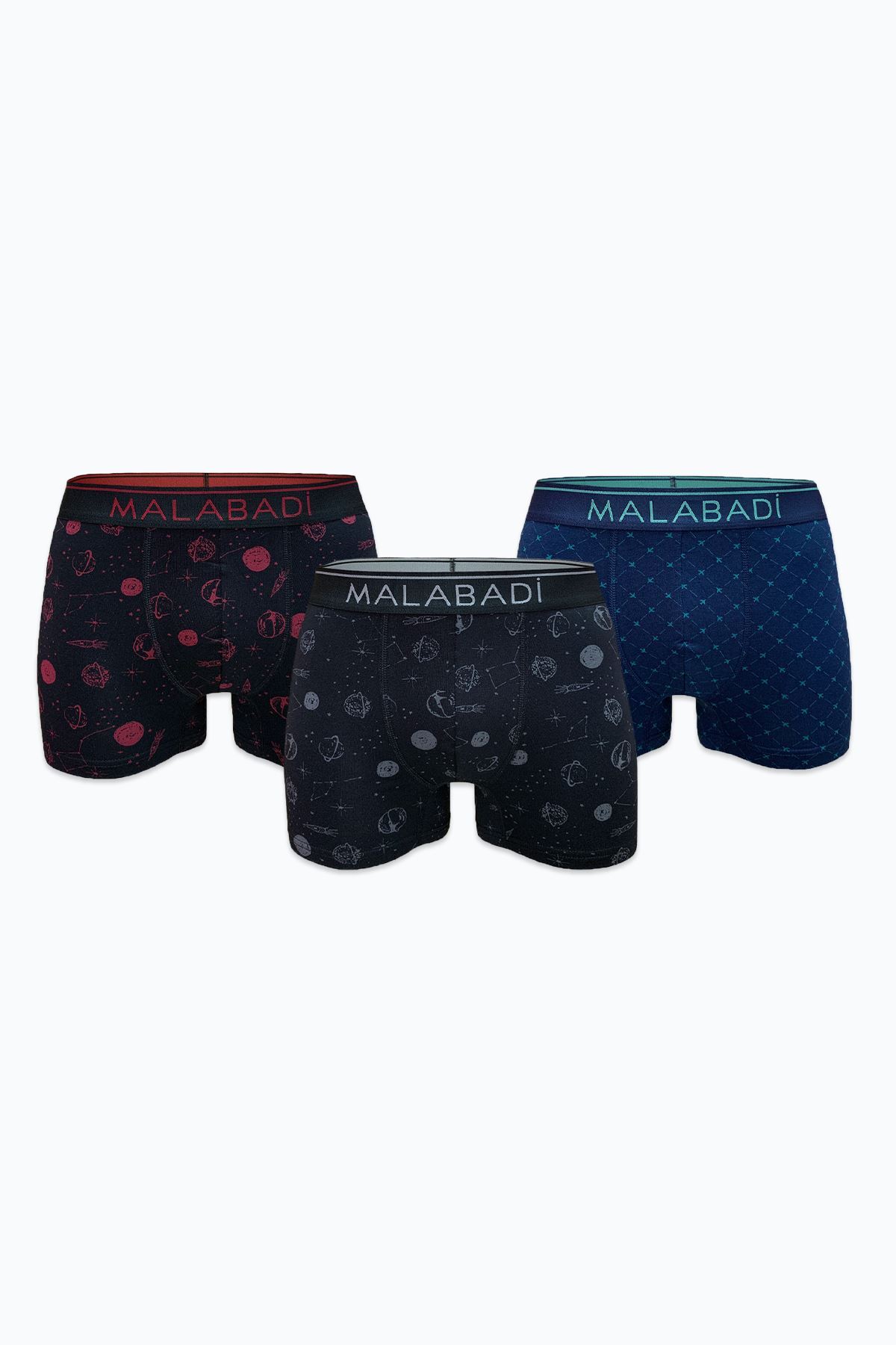 Malabadi Erkek Desenli 3 lü Premium Collection Modal Boxer 3M252 - 1