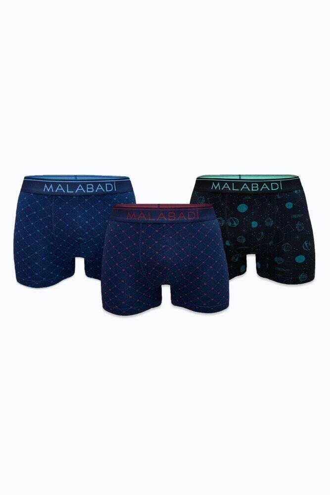 Malabadi Erkek Desenli 3 lü Premium Collection Modal Boxer 3M252 - 1
