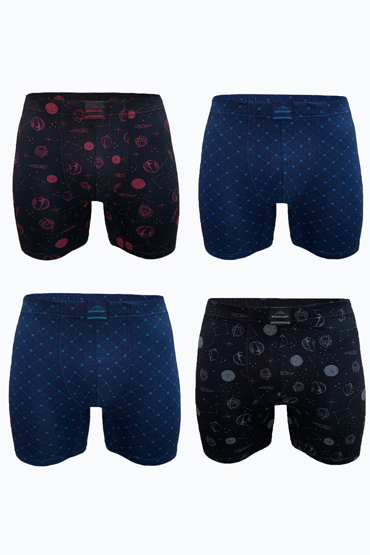 Malabadi Erkek Desenli 4 lü Premium Collection Modal Uzun Boxer 4M250 