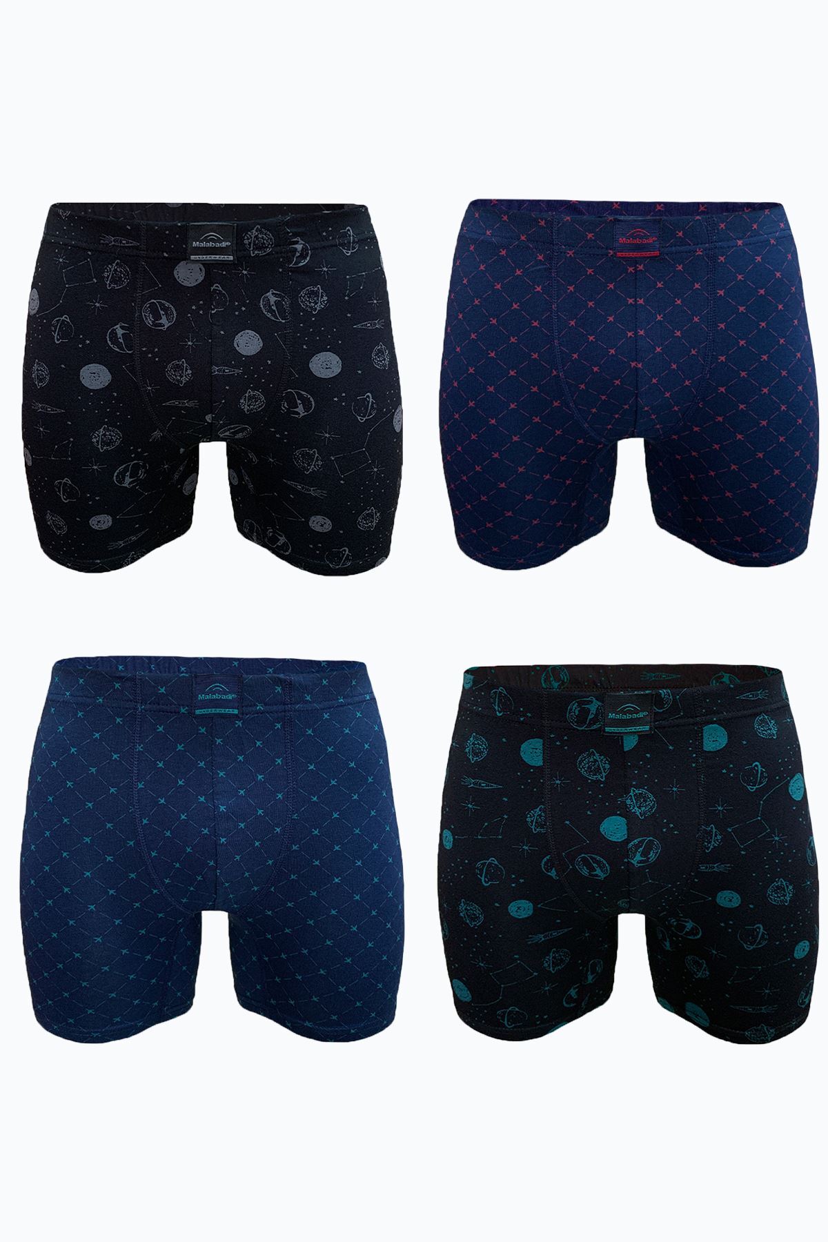 Malabadi Erkek Desenli 4 lü Premium Collection Modal Uzun Boxer 4M250 
